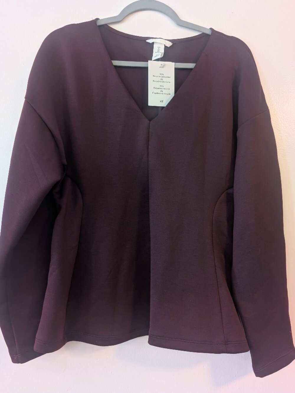 H&M burgundy stretch long sleeve shirt